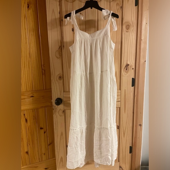 Wonderly Cream Linen Tie Sleeve Maxi Dress - Picture 1 of 8